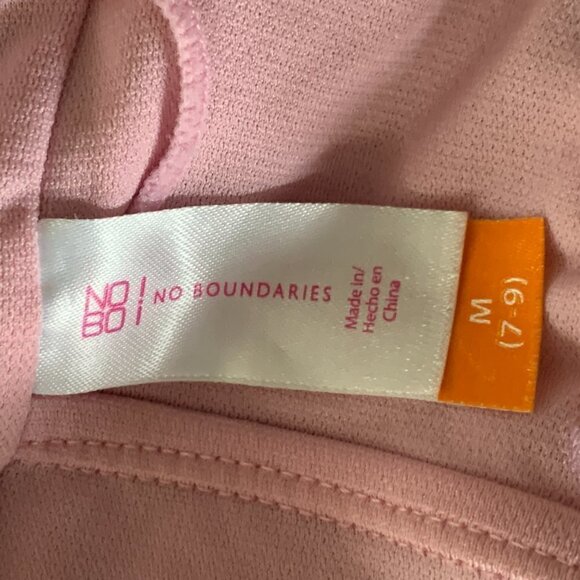 No Boundaries M Barbiecore Pink Palms & Chevrons Halter Lace-up Swimsuit 19417 - Picture 6 of 8